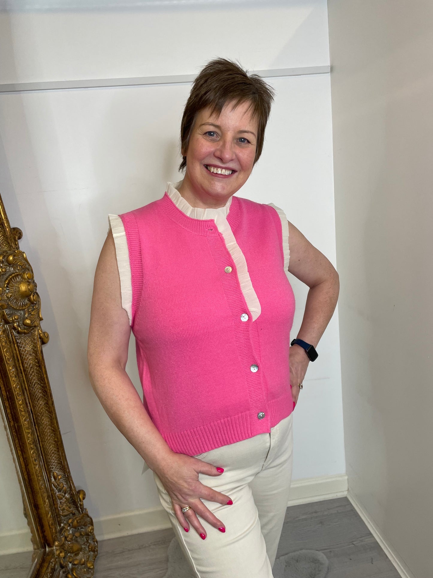 Kayhy trim waistcoat pink